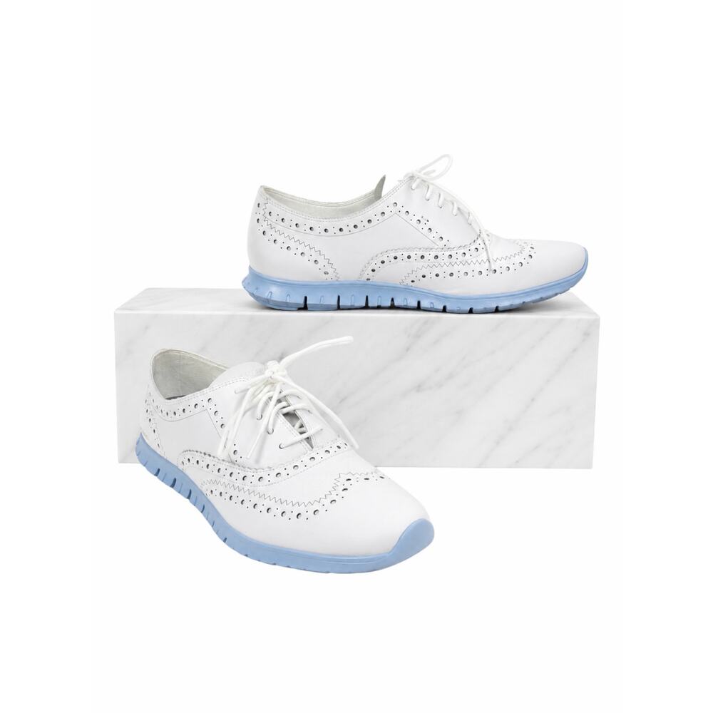 Cole Haan Zerogrand Wingtip Leather Oxford Shoes Lace Up Blue Size 8B - Picture 2 of 13